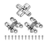 QUARKZMAN 3Pcs Charnièreses Pour Portes D'Armoire, 1.65" x 0.45" 180 Degrés Charnière Croisée Invisible Pour Boîte En Bois Porte Invisible, Argenté