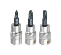 QUARKZMAN 3Pcs Douille À Embout Phillips 3/8" PH1/PH2/PH3 Acier S2 | Embout Cruciforme, Pour Tournevis Douille Adaptateur En Acier CR-V, Pour Maison Auto Boulons Hexagonaux Réparation