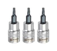 QUARKZMAN 3Pcs Douille À Embout Torx 3/8" Drive T15 Acier S2 Tête Étoile Tournevis Mèches Adaptateur Douille Acier CR-V Pour Maison Auto Essieu Écrous Hex Bolts Réparation