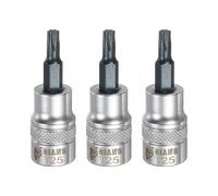QUARKZMAN 3Pcs Douille Torx 3/8" Entraînement T25 Acier S2 Embout De Tournevis Étoile Adaptateur De Douille Acier CR-V Pour Réparation Écrous Hexagonaux Boulons Auto Maison Axe