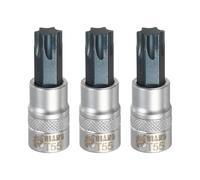 QUARKZMAN 3Pcs Douille Torx 3/8" Entraînement T55 Acier S2 Tête Étoile Tournevis Mèches Adaptateur Douille Acier CR-V Pour Maison Auto Essieu Écrous Hex Bolts Réparation