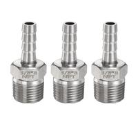 QUARKZMAN 3Pcs Inox Acier Tuyau Cannelé Raccord 0,3" (8mm) Cannelé x 3/8" NPT Mâle Tuyau Raccord Air Tuyau Cannelé Raccords Coupleur Filetage Connecteur Adaptateur pour Eau Carburant