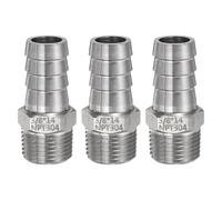 QUARKZMAN 3Pcs Inox Acier Tuyau Cannelé Raccord 0,6" (14mm) Cannelé x 3/8" NPT Mâle Tuyau Raccord Air Tuyau Cannelé Raccords Coupleur Filetage Connecteur Adaptateur pour Eau Carburant