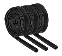 QUARKZMAN 3Pcs Manchon Coupe-Feu pour Tresse d'Isolation de Fil, 3,28Ft-4mm ID Noir, Gaine en Fibre Verre Enduite Silicone Haute Température pour Câblage Électrique de Conduite Automobile