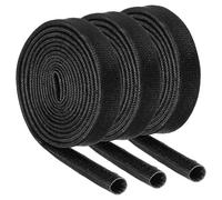 QUARKZMAN 3Pcs Manchon Coupe-Feu pour Tresse d'Isolation de Fil, 3,28Ft-6mm ID Noir, Gaine en Fibre Verre Enduite Silicone Haute Température pour Câblage Électrique de Conduite Automobile