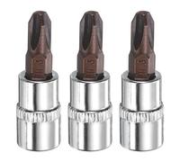 QUARKZMAN 3pcs PH3 Embout Phillips Douille 1/4" Entraînement Carré Tête Croisée Acier S2 & CR-V Douille Cliquet Embouts, Argent Rouge