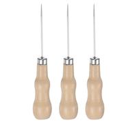 QUARKZMAN 3Pcs Poinçons de Couture à Main Couleur du Bois | en Bois de Roseau Droit pour Creuser des Trous dans le Cuir avec Manche en Bois pour Réparer les Fils Cassés et Bricoler