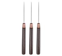 QUARKZMAN 3Pcs Poinçons de Couture à Main Poinçon Mince Outil de Perçage du Cuir avec Manche en Bois pour Réparer les Fils Cassés, Faire des Marques, Creuser, Coudre, Rouge