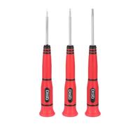 QUARKZMAN 3pcs Precision Slotted Screwdriver Set 1.5/2/3mm S2 Steel Magnetic Flat Head Mini Pen Style Screw Driver With PP Non-Slip Handle Pour Eyeglasses Watch, Black(Red)