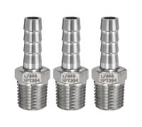 QUARKZMAN 3Pcs Raccords Cannelé en Acier Inox 8mm Cannelé x 1/4"NPT Mâle | Raccord de Tuyau Fileté Embout Raccords à Compression Coupleur Filetage Connecteur Adaptateur pour Eau Carburant Air