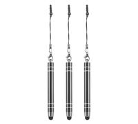 QUARKZMAN 3Pcs Stylo à Écran Tactile en Métal, Stylet de Téléphone Métallique Rétractable en Alliage d'Aluminium, Mini Stylets Capacitifs Universels, Gris