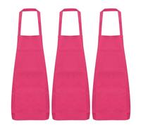 QUARKZMAN 3Pcs Tabliers de Cuisine 75x65cm en Polyester avec 2 Poches pour Femmes Hommes Cuisine Maison Restaurant Artisanat Jardinage, Rouge Rose