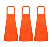 QUARKZMAN 3Pcs Tabliers de Cuisine Réglables en Coton 80x70cm avec 2 Poches pour Femmes, Hommes, Chefs, Cuisine À Domicile, Restaurant, Artisanat, Jardinage, Couleur Orange