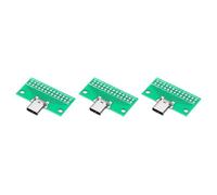 QUARKZMAN 3Pcs Type-C Female USB 3.1 Tester Green PCB Board Adapter, Double Sided Dip with 26 Fixing Holes, 2.54mm Connector Socket for Data Wire Wire Transfer