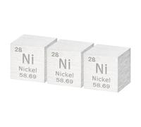 QUARKZMAN 3Pz Cube En Nickel Cube En Element Metallique Haute Densite 0,39 Pouce Collection D'Elements Chimiques Cube Metallique Application Pour Experimentation Education Argent