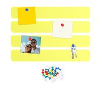 QUARKZMAN 4 Bandes De Tableau D'affichage En Feutre Avec 20 Punaises 13" x 2" Bandes Autoadhésives De Tableau En Liège Pour Décorations Murales Notes Photos Emplois Du Temps, Jaune Citron