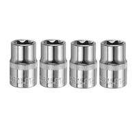 QUARKZMAN 4 douilles E-Torx 1/2" E18 externes, profondes en acier Cr-V 6 pans, douille femelle astre pour réparations auto, bricolage, longueur 1,5"