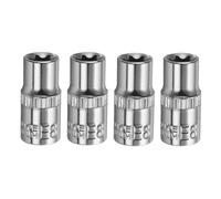QUARKZMAN 4 douilles E-Torx 1/4" E8 externes, profondes en CR-V à 6 cannelures, femelles Torx pour réparations automobiles, maintenance domestique, bricolage, longueur 1"