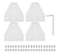 QUARKZMAN 4 Ensembles Connecteurs D'Angle En Forme De T, 5 Trous Plaque De Joint En Aluminium 2020 Avec 20Pcs Ecrous M5 En T, 20Pcs Vis À Tête Hexagonale M5x10 Et 1Pcs Clé M4, Argent