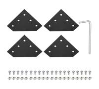 QUARKZMAN 4 Ensembles De Connecteurs D'angle En Forme De L, 5 Trous Plaque De Joint En Aluminium 4040 Avec 20Pcs Ecrous En T M8, 20Pcs Vis À Tête Hexagonale M8x16 Et 1Pcs Clé M7, Noir