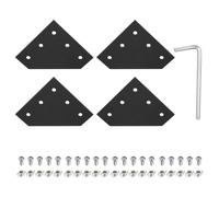 QUARKZMAN 4 Ensembles De Connecteurs D'angle En Forme De L, 5 Trous Plaque De Jonction 3030 En Aluminium Avec 20Pcs Écrous En T M6, 20Pcs Vis À Tête Hexagonale M6x12 Et 1Pcs Clé M5, Noir