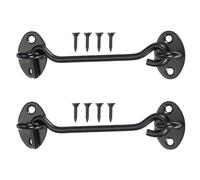 QUARKZMAN 4 Inch Crochet Et Target Pour Doors, Verrou D'étable En Acier, Crochet Grange, Crochet Meuble Avec Vis Fixation Pour Grange Coulissante, Noir 2 Set