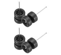 QUARKZMAN 4 Jeu De 1/64 Roues Et Pneus Set, Real Riders Jantes Comprend Axes pour RC Diecast Voiture DIY Modèle, 5-Star Black Jantes