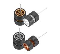 QUARKZMAN 4 Jeux De 1/64 Roues Et Pneus, Real Riders Jantes Comprend Axles pour RC Diecast Voiture DIY Modèle, Jantes Argent Bronze Or Blanc