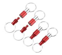QUARKZMAN 4 Pack Porte-Clés À Détachement Rapide Porte-Clés Détachable Ressort Anneau À Clé Séparable Support À Anneau Pivotant Snap Avec Double Anneaux À Clé Pour Sac Ceinture DIY, Rouge