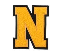 QUARKZMAN 4" Patches En Chenille Lettres, Initiales A-Z Brodées En Chenille Jaune À Coudre Ou À Repasser Pour Fournitures DIY T-Shirt Veste Sac (Lettre N)