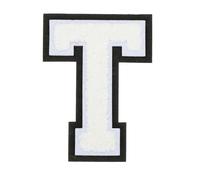 QUARKZMAN 4" Patches En Chenille Lettres,Initiales En Chenille Brodées A-Z Patches À Coudre Ou À Repasser Pour Fournitures DIY T-Shirt Veste Sac (Lettre T)