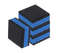 QUARKZMAN 4 patins anti-vibration pour machine à laver, 2" x 2" x 7/8" patins d'amortissement, tapis insonorisants en caoutchouc nervuré avec centre en EVA, patins anti-vibration noir/bleu