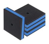 QUARKZMAN 4 patins anti-vibration pour machine à laver, 4,02" x 4,02" x 7/8" patins d'amortissement des vibrations, tapis en caoutchouc rainuré avec centre en EVA, Noir/Bleu