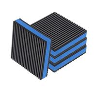 QUARKZMAN 4 Patins Anti-Vibration pour Machine à Laver, 4,02" x 4,02" x 7/8" Patins d'Amortissement Tapis en Caoutchouc Rainurés avec Centre en EVA Patins d'Isolation, Noir/Bleu