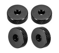 QUARKZMAN 4 Pc Ecrous A Griffe Moletés, M3 x 12 mm x 4 mm Femelle Aluminium Plat À Trou Traversant Écrous De Verrouillage De Réglage Poignée Bouton Fixations pour Pièces, DIY, Noir