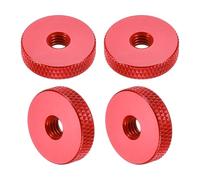 QUARKZMAN 4 Pc Écrous Moletés À Serrer À Main, M6 x 20 mm x 5 mm Femelle Aluminium Plat À Trou Traversant Écrous De Réglage Poignée Boutons Fixations pour Pièces, DIY, Rouge Bordeaux