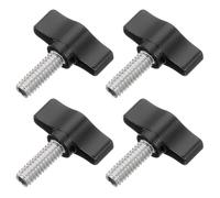 QUARKZMAN 4 Pcs 1/4" - 18.4 Vis À Oreilles, 304 Acier Inoxydable Fileté Moleté Vis À Oreilles Réglable Tee Aile Vis Poignées De Serrage Pour Kinds of Stand and Machine, Noir
