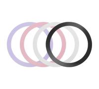 QUARKZMAN 4 Pcs Anneau D'Adaptation Magnétique, Kit De Conversion Universel pour Chargeur sans Fil Magnétique Autocollant Anneau pour Coque De Téléphone, Noir/Blanc/Violet/Rose