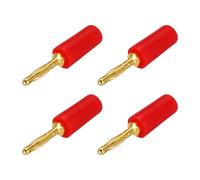 QUARKZMAN 4 Pcs Connecteurs Banana 2mm, 10A 6mm OD 26.5mm Longueur Fiches Câble Haut-Parleur, Connecteur Banana Jack pour Câble Audio Haut-Parleur, Rouge