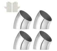 QUARKZMAN 4 Pcs Coude Inox 40mm OD à 45 Degrés avec Gants de Soudage, 16 GA/1.5mm Épaisseur Acier Inoxydable 304 Coude d'Évacuation à 45° pour Système d'Évacuation, Rampe d'Escalier CVC
