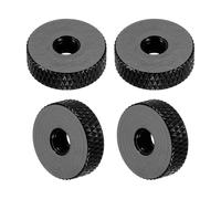 QUARKZMAN 4 Pcs Ecrous À Ailettes Moletés, M5 x 16 mm x 5 mm Femelle Aluminium Plat À Trou Traversant Écrous De Verrouillage De Réglage Poignée Bouton Pour Pièces D'Imprimante 3D, DIY, Noir