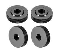 QUARKZMAN 4 Pcs Écrous À Oreilles Moletés, M6 x 20 mm x 6 mm Femelle Épaulement Aluminium Plat À Trou Traversant Verrouillage Réglage Poignée Bouton Attaches Pour 3D Printer, DIY, Noir