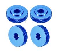 QUARKZMAN 4 Pcs Écrous À Oreilles Moletés, M6 x 20 mm x 6 mm Femelle Épaulement Aluminium Plat Trou Traversant Verrouillage Réglage Poignée Bouton Fixations pour Pièces, DIY, Bleu