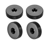 QUARKZMAN 4 Pcs Écrous Moleté M4 x 14 mm x 4 mm Femelle Écrous de Réglage à Trou Traversant Plat en Aluminium, Poignées et Boutons de Fixation pour Pièces d'Imprimante 3D, Machines, Noir