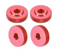 QUARKZMAN 4 Pcs Écrous Moletés À Serrage Manuel, M6 x 20 mm x 6 mm Femelle Épaulement Aluminium Plat Trou Traversant Verrouillage Réglage Poignée Bouton Pour Pièces, DIY, Rouge Bordeaux