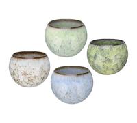 QUARKZMAN 4 Pcs Fait Main Thé Bols 150ml / 5 oz Four Changement Chinois Japonais Tasse à thé Céramique Gong Fu Thé Ensemble pour Bureau Maison Cadeaux, Jaune Pâle Bleu Vert Blanc
