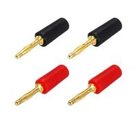 QUARKZMAN 4 Pcs Fiches Banane 2mm, 10A 6mm OD 26.5mm Longueur Connecteurs Câble Haut-Parleur, Fiche Banane pour Câble Audio Haut-Parleur, Noir&Rouge