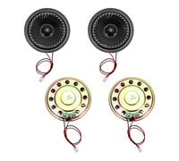 QUARKZMAN 4 Pcs Haut-Parleur Petit 8 Ohm 0.5W Aimant Mini Haut-Parleur | 50mm Diamètre, Coque Métallique Rond, Avec Fil Terminal 100mm Micro Interne, Pour DVD EVD Mini Audio Maison Enceinte