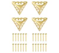 QUARKZMAN 4 Pcs Laiton Bord Garde,20mm Décoratif Boîte Coin Couvercle, Coin Protecteur, Vintage Escalier Poussière Coins avec Vis, Doré