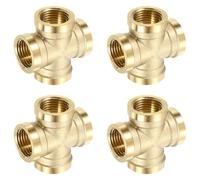 QUARKZMAN 4 Pcs Laiton Croix Tuyau Raccord, 1/2" Femelle Barre Croix Raccord Tuyau Adaptateur pour Eau/Carburant/Air Transport Connexion Canalisations